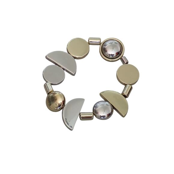 Gold and silver tone geometric stretch bracelet - Picture 1 of 6